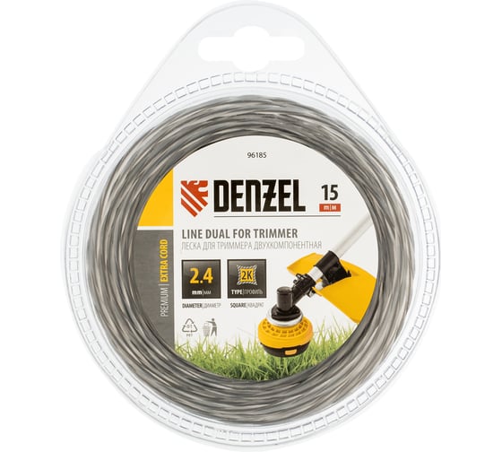 Изображение товара Леска двухкомпонентная для триммера квадратная витая DENZEL 96185
