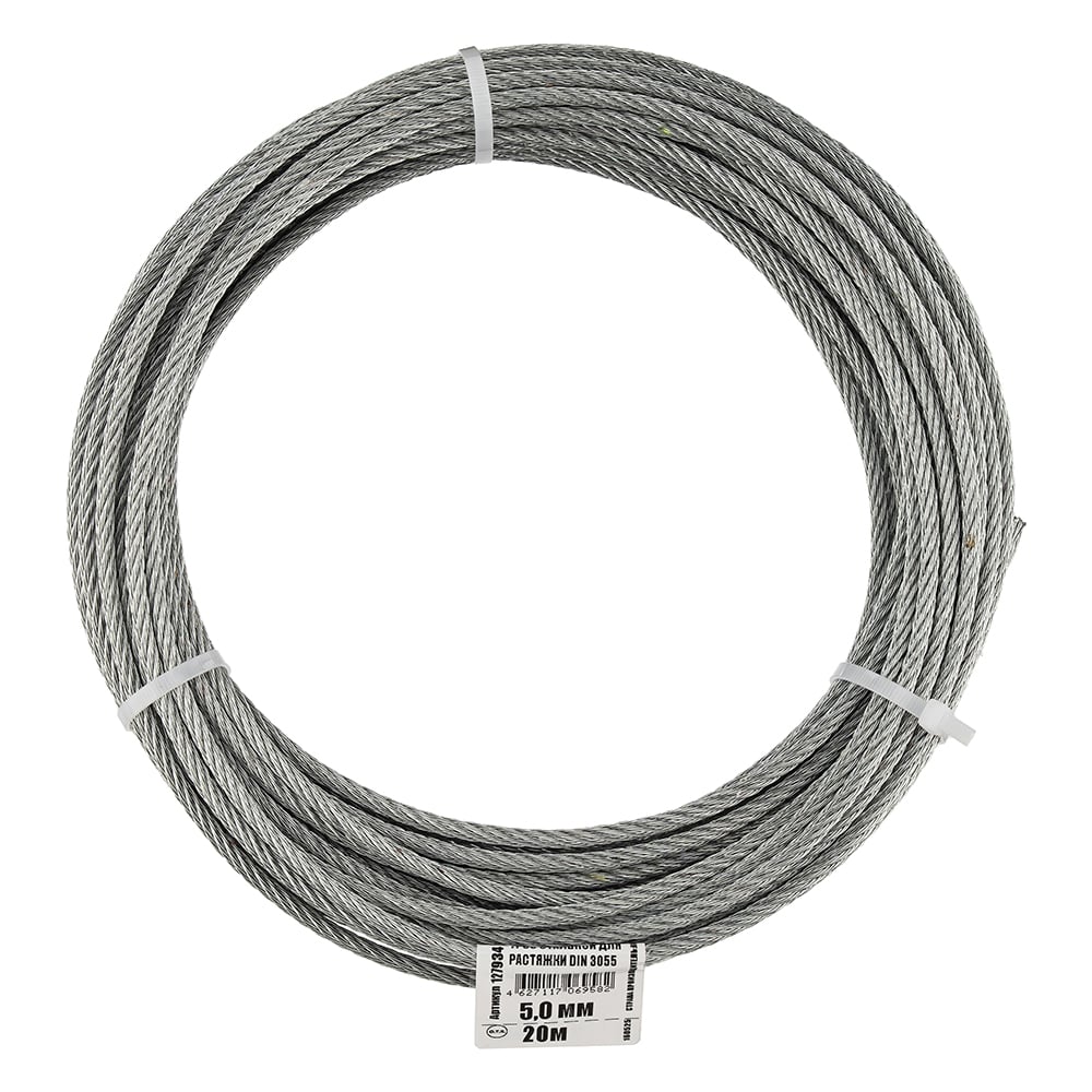 Изображение товара Стальной трос для растяжки DIN 3055 5 мм 20 м Tech-Krep