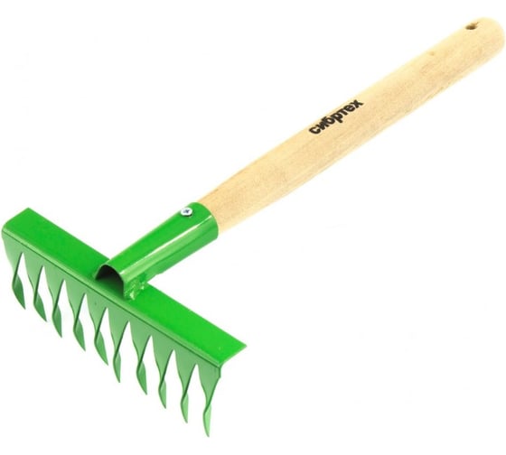 Изображение товара Витые 10-зубые грабли с рукояткой, 180 мм, 300 мм СИБРТЕХ Р 61762