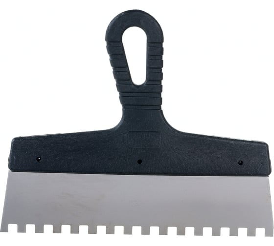 Изображение товара Шпатель из нержавеющей стали СИБРТЕХ 250 мм, зуб 8x8 мм, пластмассовая ручка 85474