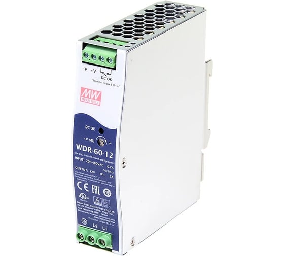 Изображение товара Промышленный источник питания Mean Well AC-DC WDR-60-12 Т03521297