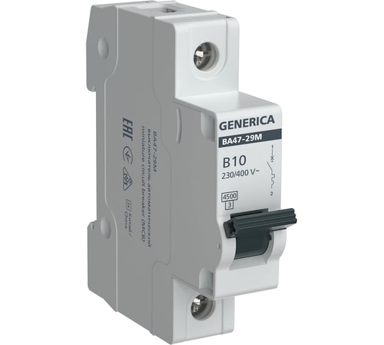 Изображение товара Автоматический выключатель GENERICA ВА47-29М 1p 10а 4,5кА b MVA21-1-010-B-G