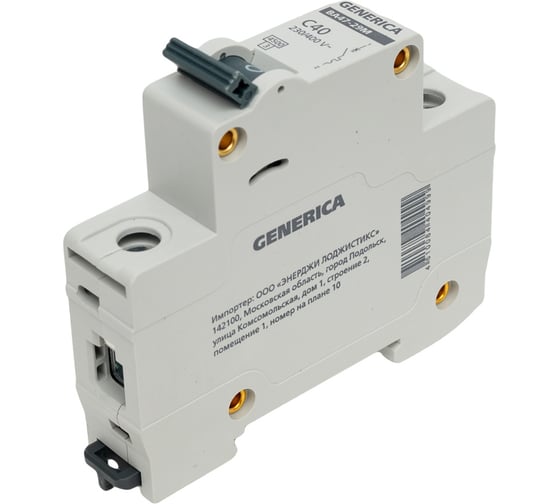 Изображение товара Автоматический выключатель GENERICA ВА47-29М 1p 40а 4,5кА c MVA21-1-040-C-G
