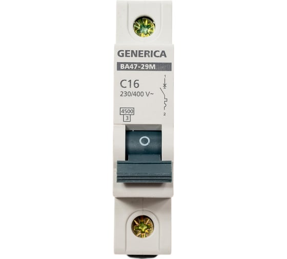 Изображение товара Автоматический выключатель GENERICA ВА47-29М 1p 16а 4,5кА c MVA21-1-016-C-G