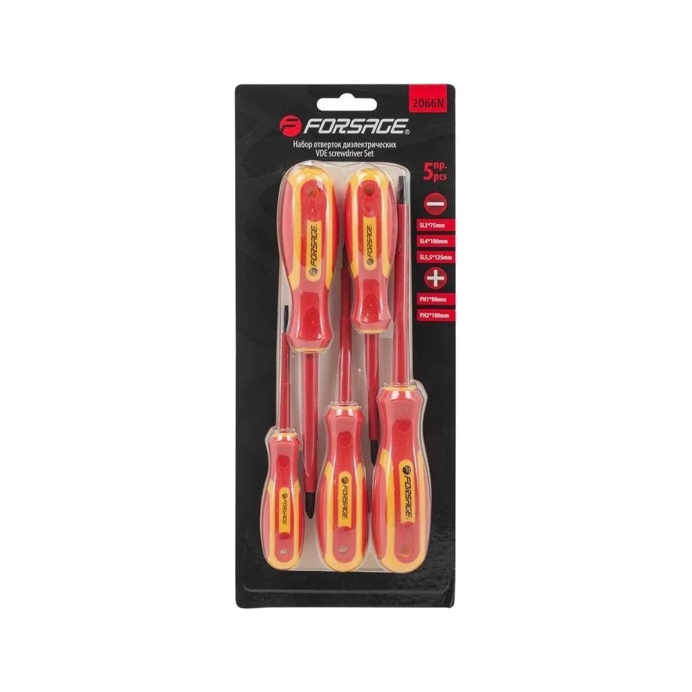 Изображение товара Набор диэлектрических отверток Forsage 5 предметов в блистере F-2066N(51588)
