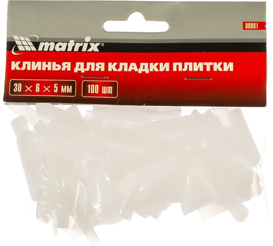 Изображение товара Клинья (100 шт; 30х6х5 мм) для кладки плитки MATRIX 88081