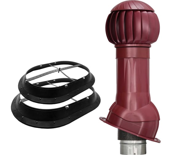 Изображение товара Комплект вентиляции для фальцевой и готовой кровли из битумной черепицы + кольцо гидрозатвора Gervent малиновый КБИТ+КГ/мал