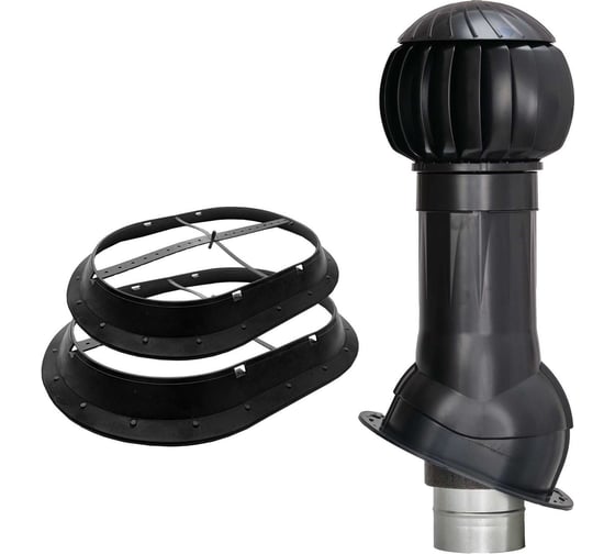 Изображение товара Комплект вентиляции для фальцевой и готовой кровли из битумной черепицы + кольцо гидрозатвора Gervent черный КБИТ+КГ/черн