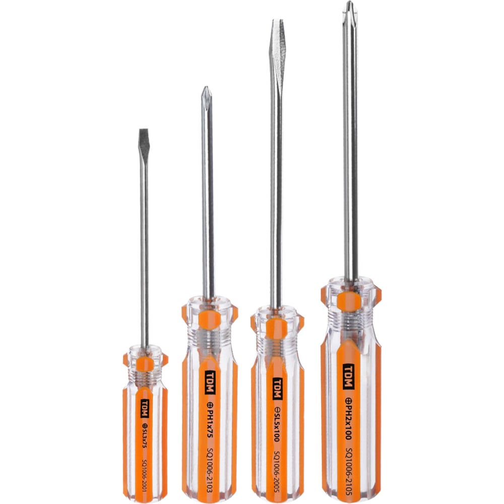 Изображение товара Набор отверток TDM ELECTRIC SQ1013-0101: Sl, PH, 4 предмета, оранжевые