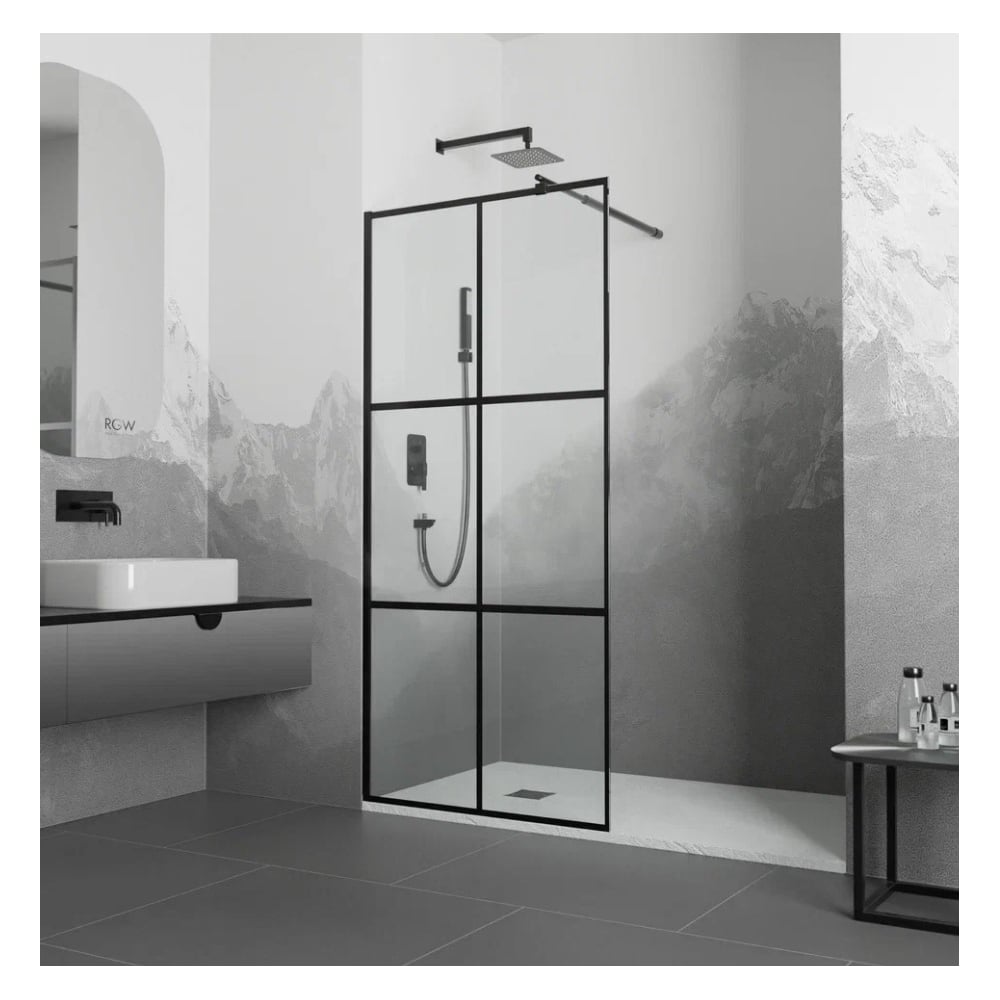 Изображение товара Душевая перегородка RGW 90x200 WA-011-в черная стеклянная с принтом