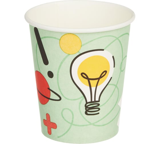 Изображение товара Одноразовый стакан Комус бумажный, 1 слой, 250 мл, d-80 мм, инсайт, 50 шт. 1833075