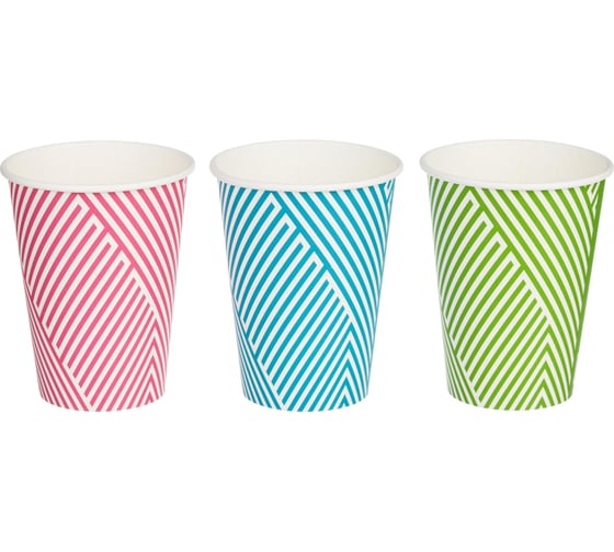 Изображение товара Одноразовый стакан Комус бумажный, 1 слой, 350 мл, d-90 мм, зигзаг mix, 50 шт. 1833076