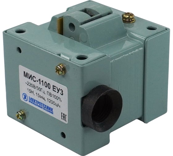 Изображение товара Электромагнит Электротехник МИС-1100 ЕУ3, 220В, тянущее исполнение, ПВ 100%, IP20, с жесткими выводами ET502254