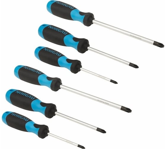 Изображение товара Набор отверток NORGAU 6 предметов (PH-PZ), NBS260-001, Industrial 062001102