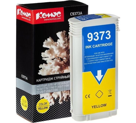 Изображение товара Струйный картридж Комус 72 c9373a желтый, для dgnj t61077011001120 1614501