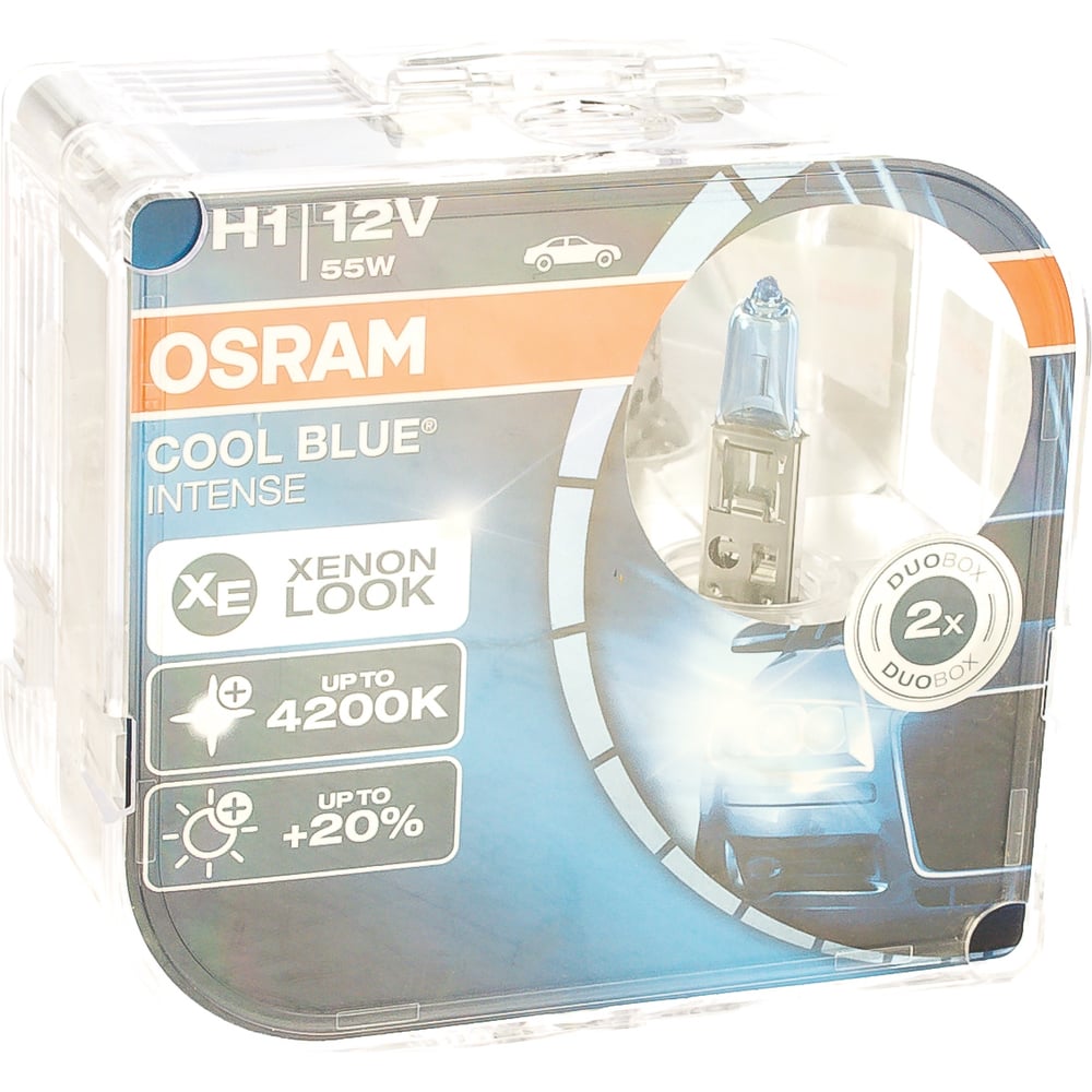 фото Автолампа, 2шт. osram h1 55 p14.5s+20% blue intense, 4200k 12v,1,10 64150cbi-hcb