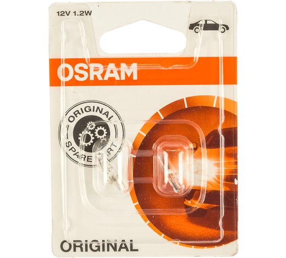 Изображение товара Автолампа W1.2W W2 4.6d 2 штуки 12В 1.10 2721-02B 2721-2BL Osram 752058