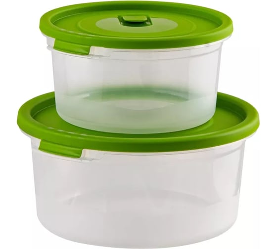 Изображение товара Комплект круглых контейнеров с клапаном Полимербыт СМАЙЛ КОМПЛЕКТ 2 шт., для СВЧ, 0.4+0.8 л 435210200