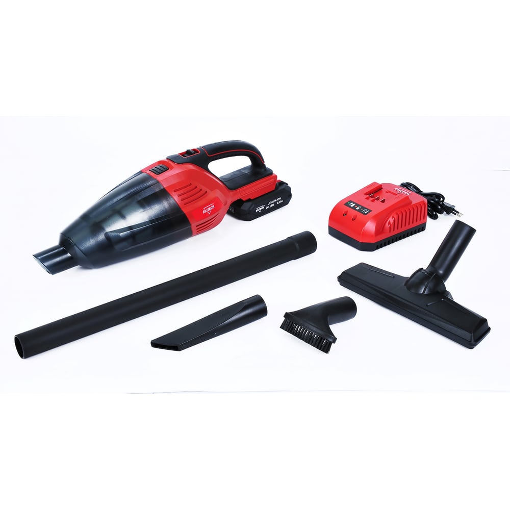 Изображение товара Аккумуляторный ручной пылесос Elitech ПРА 18СЛ с насадками для авто