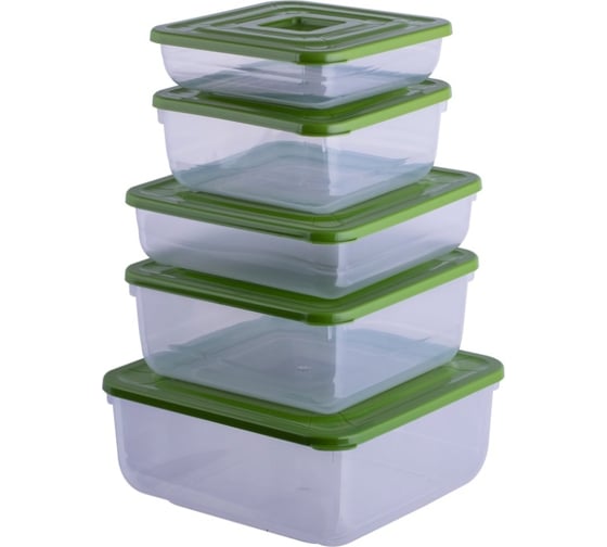 Изображение товара Комплект контейнеров Полимербыт PRACTIC 5 шт., 0.5+0.85+0.9+1.5+2.3 л 438875100