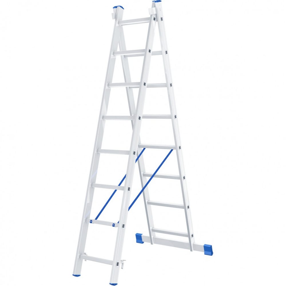 Алюминиевая двухсекционная лестница СИБРТЕХ телескопическая алюминиевая двухсекционная лестница стремянка forsage