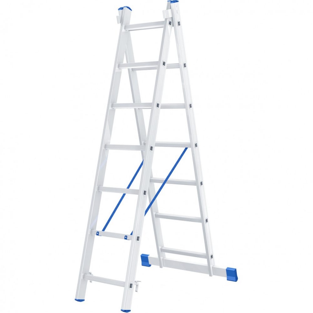 Алюминиевая двухсекционная лестница СИБРТЕХ лестница сибртех лестница 2x9 ступеней алюминиевая двухсекционная