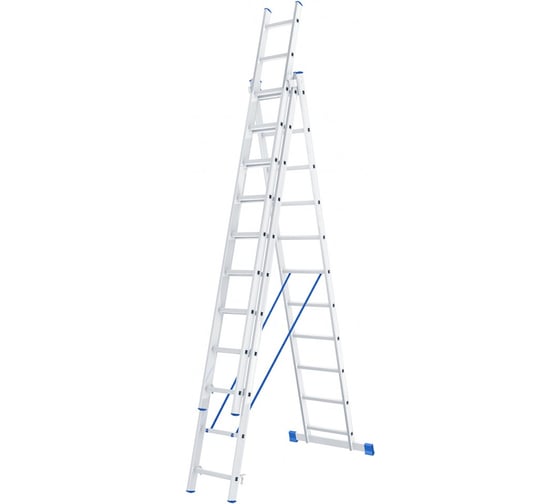 Изображение товара Алюминиевая трехсекционная лестница СИБРТЕХ 3х11 ступеней 97821