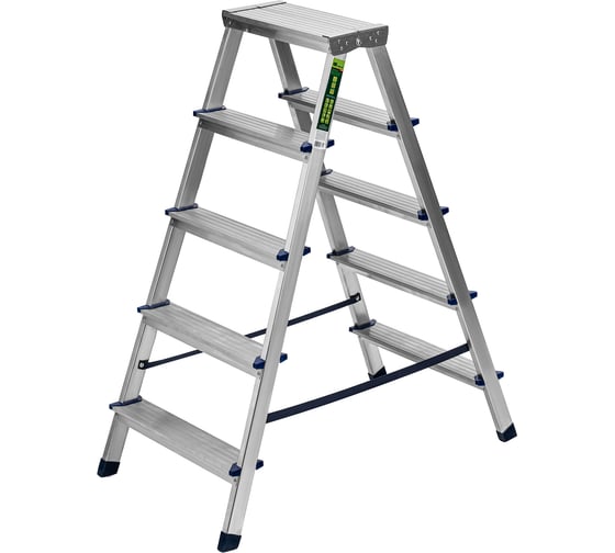 Изображение товара Алюминиевая двусторонняя стремянка СИБРТЕХ 5 ступеней 97925
