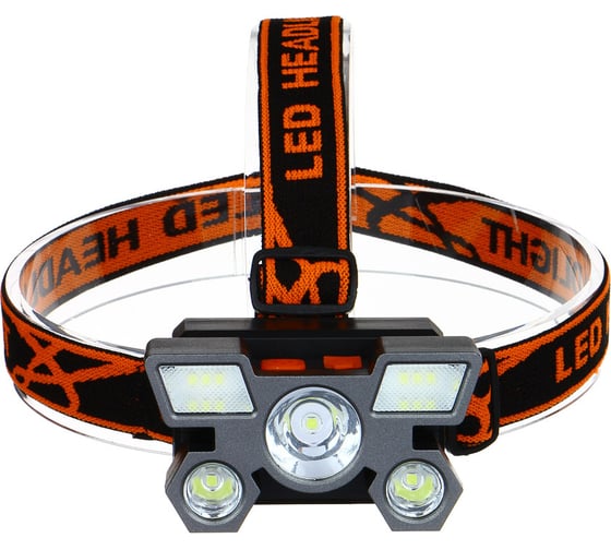 Изображение товара Налобный фонарь Ермак 6 + 3 LED, 4 режима, 87x50x58мм, 1200мАч, USB кабель, пластик 221-077