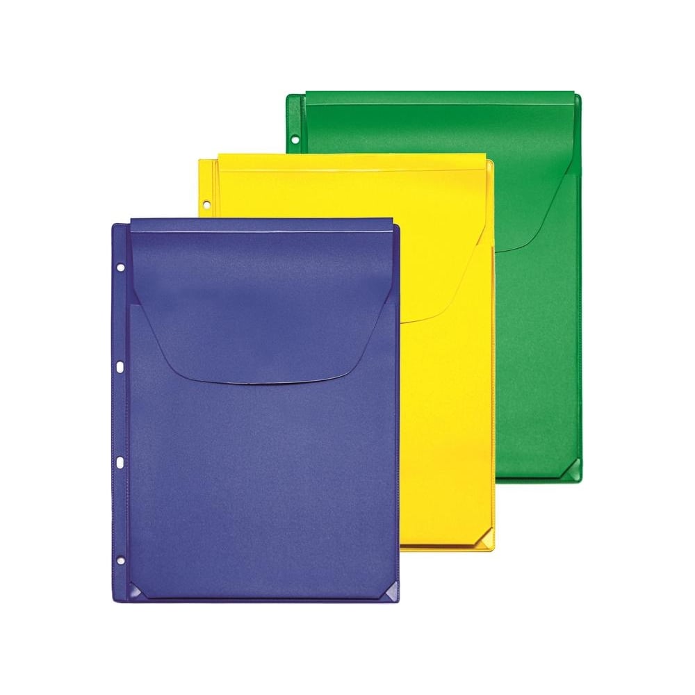 Изображение товара Файл-вкладыш Комус а4 300 мкм с клапаном, цветная, 3 шт.