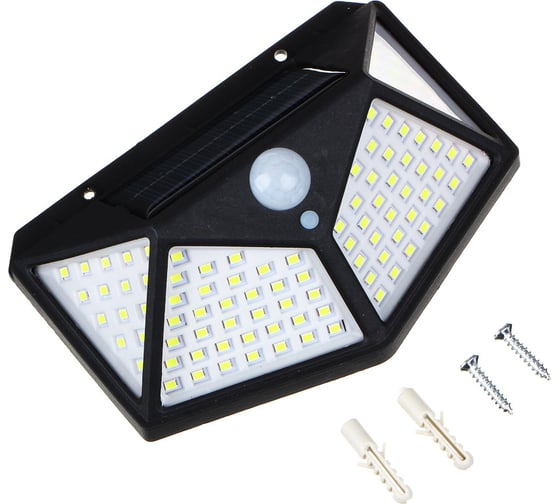 Изображение товара Уличный настенный фонарь Ермак на солнечной батарее, 100 LED, 1200мАч, 13,3x10x5см 225-036