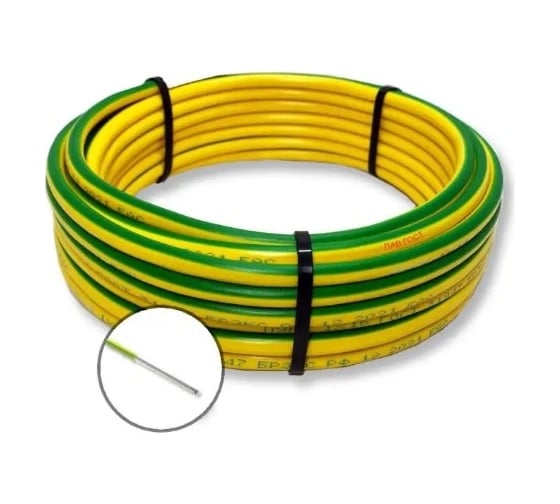 Изображение товара Установочный провод ПРОВОДНИК пав 1x6 мм2 зелено-желтый, 200м OZ251816L200