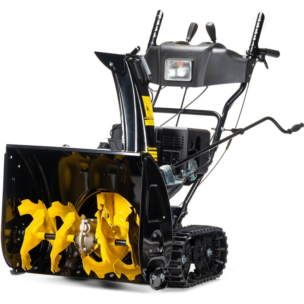 Изображение товара Снегоотбрасыватель CHAMPION 7,0 лс, 61см 6F/2R гусеницы 3л 90 кг электростартер, фара, обогрев рук STT761E