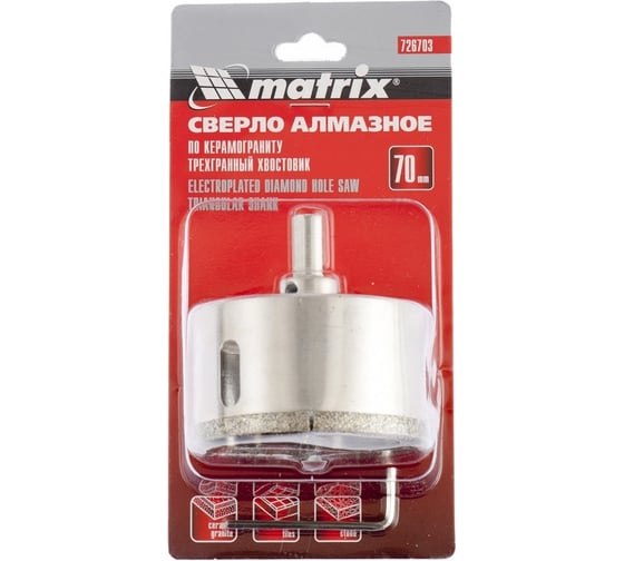 Изображение товара Сверло алмазное по керамограниту (70х67 мм) MATRIX 726703