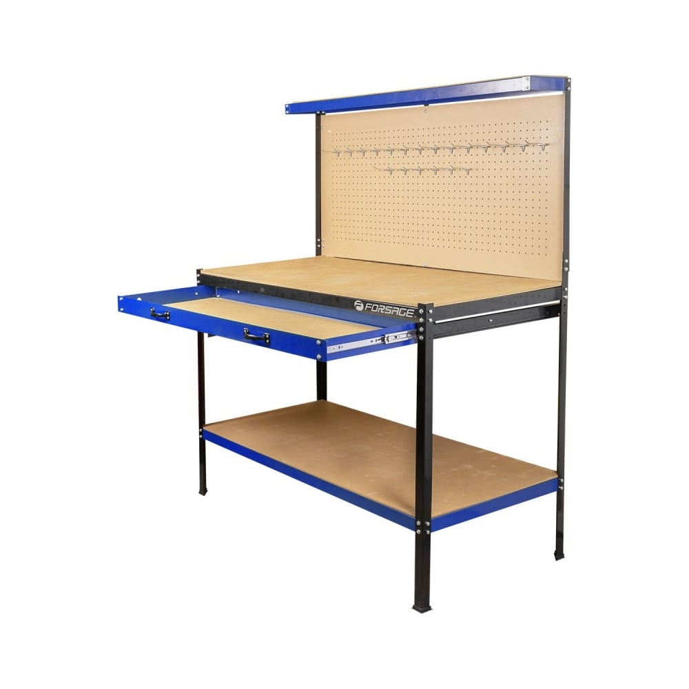 Изображение товара Слесарный верстак Forsage F-01Y0320 профессиональный 1550х1200 мм черный с синими элементами
