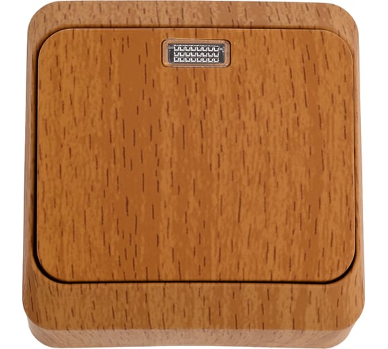 Изображение товара Одноклавишный выключатель Systeme Electric ОП Этюд Дача 10А IP20 с индикацией, бук BA10-005T