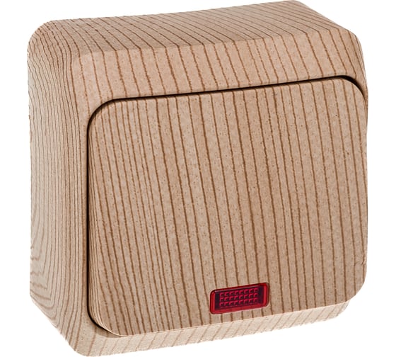 Изображение товара Одноклавишный выключатель Systeme Electric ОП Этюд Дача 10А IP20 с индикацией, сосна BA10-005D