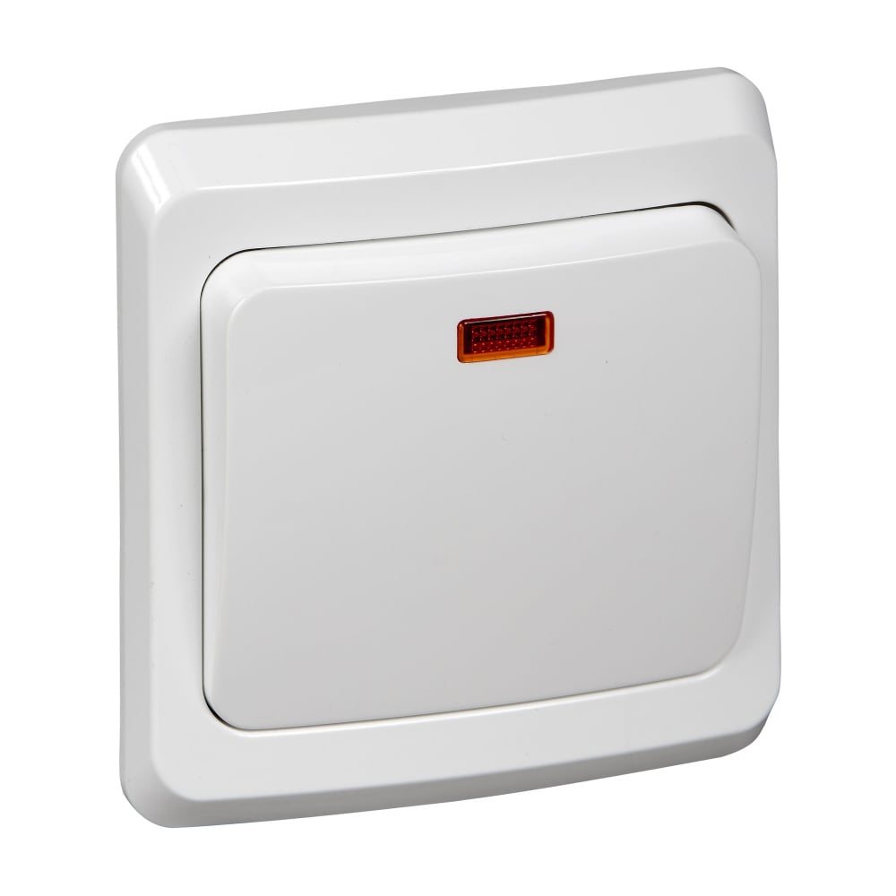 Изображение товара Одноклавишный выключатель Systeme Electric Этюд 10А IP20 с индикацией белый BC10-005B