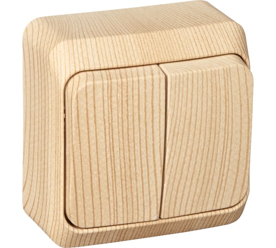 Изображение товара Двухклавшиный выключатель Systeme Electric ОП Этюд Дача 10А IP20 сосна BA10-002D