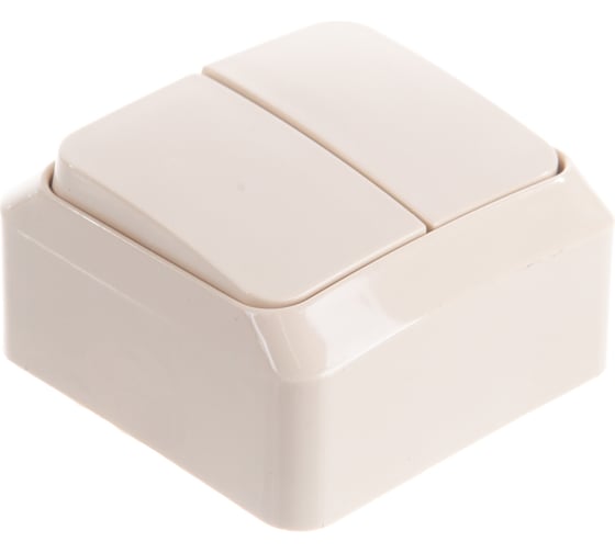 Изображение товара Двухклавишный выключатель Systeme Electric ОП Этюд 10А IP20 с индикацией, кремовый BA10-006K