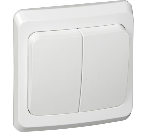 Изображение товара Двухклавишный выключатель Systeme Electric СП Этюд 10А IP20 с индикацией, белый BC10-006B