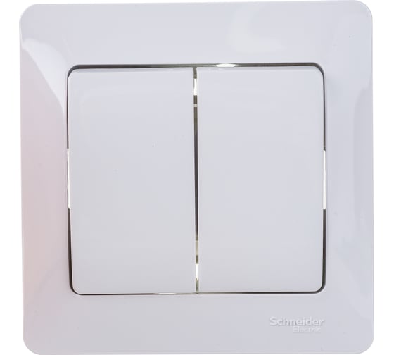 Изображение товара Двухклавишный выключатель Systeme Electric СП Glossa 10А IP20 10AX в сборе белый GSL000152