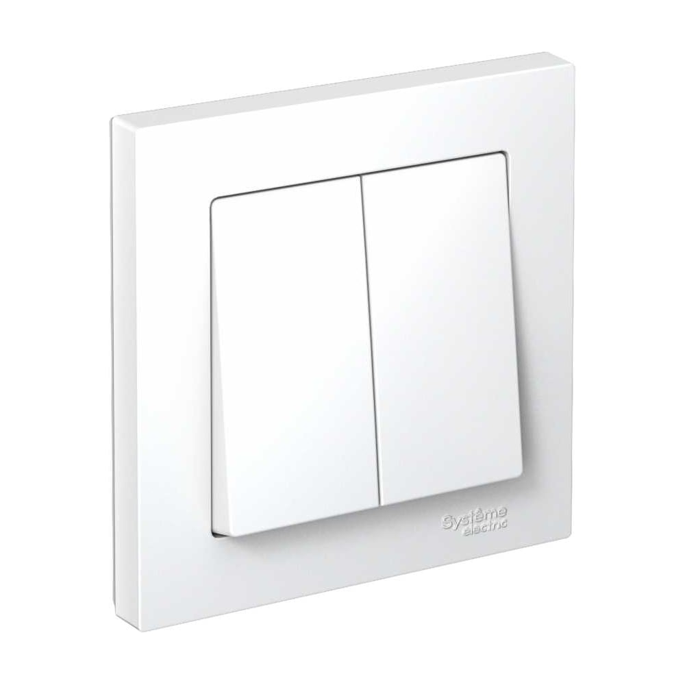 Изображение товара Выключатель 2-клавишный Systeme Electric (Schneider Electric) ATLAS DESIGN, сх.5, 10 АХ, в сборе, белый, арт. ATN000152