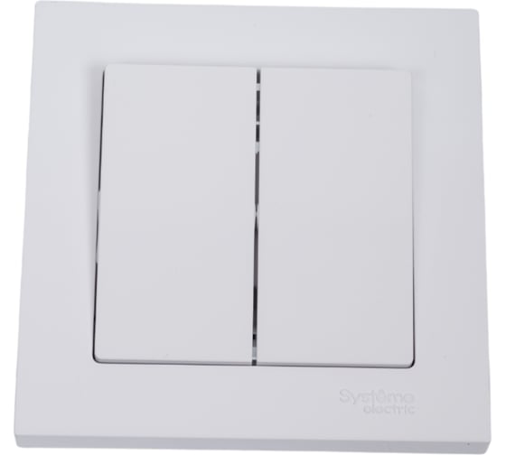 Изображение товара Двухклавишный выключатель Systeme Electric ATLAS DESIGN сх.5 10АХ в сборе белый ATN000152
