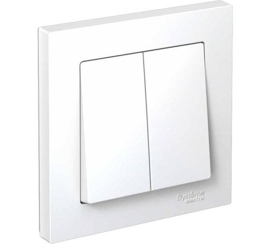 Изображение товара Выключатель 2-клавишный Systeme Electric (Schneider Electric) ATLAS DESIGN, сх.5, 10 АХ, в сборе, белый, арт. ATN000152