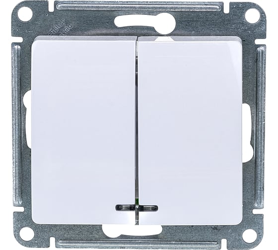 Изображение товара Двухклавишный механизм выключателя Systeme Electric СП GLOSSA 10А IP20 10AX с подсветкой белый GSL000153