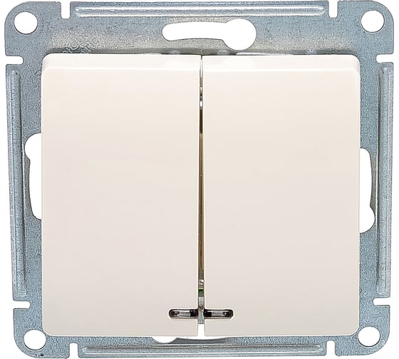 Изображение товара Двухклавишный механизм выключателя Systeme Electric СП GLOSSA 10А IP20 10AX с подсветкой бежевый GSL000253