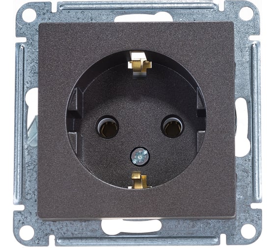 Изображение товара Механизм розетки Systeme Electric 1-м СП ATLAS DESIGN с заземлением 16А мокко ATN000643