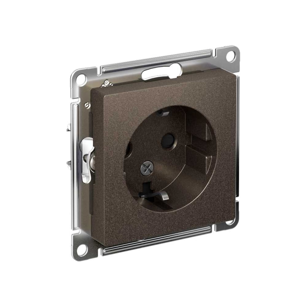 Изображение товара Механизм розетки 1-м Systeme Electric (Schneider Electric) ATLAS DESIGN с заземлением, защитные шторки, 16 А, мокко, арт. ATN000645