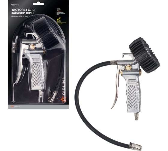 Изображение товара Пистолет для накачки шин Airline с манометром 12 АТМ PRO ATBU044